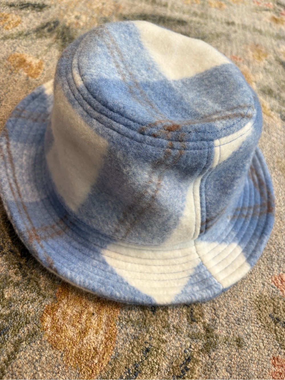 J. Crew Factory Blue Brown White Plaid Bucket Hat M/L